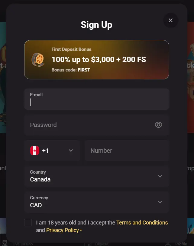 HollyWin Casino Registration